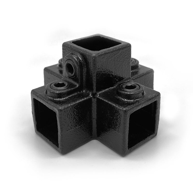 Kreuzstück für Stützrohr schwarz 25 mm quadratisch | Rohrverbinder.de | der Spezialist für Rohrverbindern