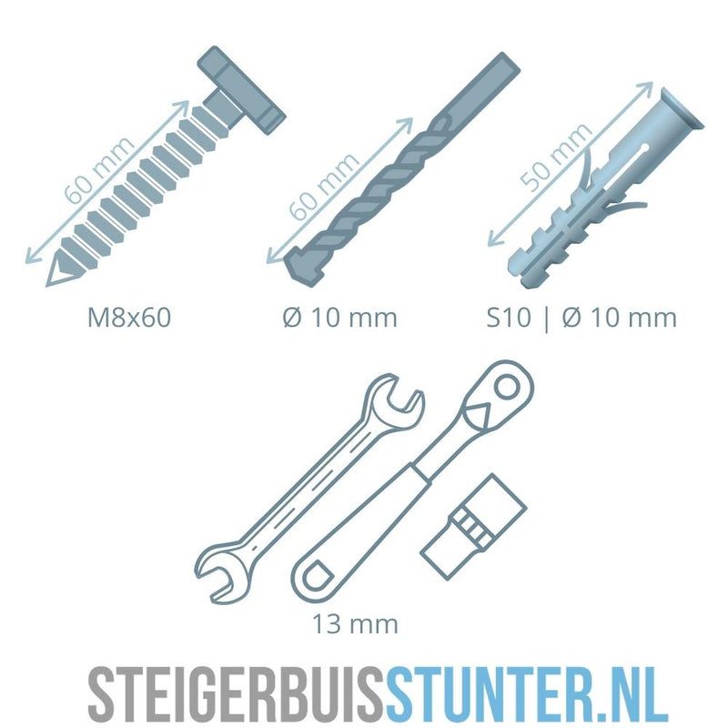 Schwarze Schraube M8x60 mit Unterlegscheibe und Dübel (10 Stück) | Beste Qualität von Rohr-verbinder.de