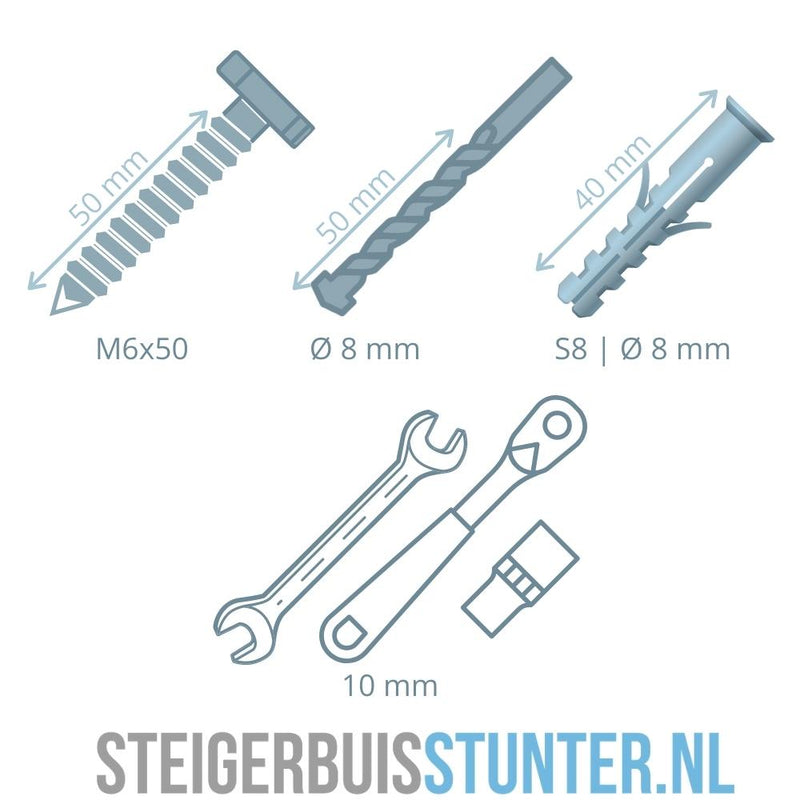 Schwarze Schraube M6x50 mit Unterlegscheibe und Dübel (10 Stück) | Beste Qualität von Rohr-verbinder.de