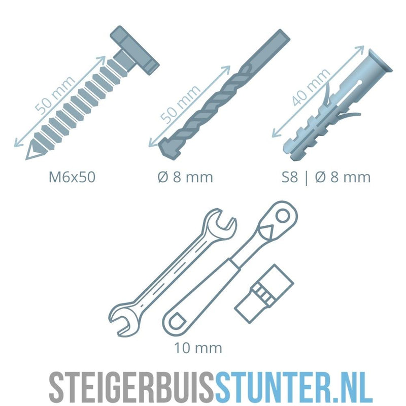 Schraube M6x50 mit Unterlegscheibe und Dübel (10 Stück) | Beste Qualität von Rohr-verbinder.de