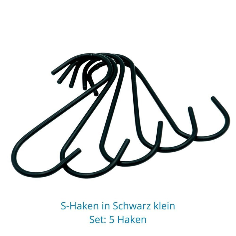 S-Haken in Schwarz klein (Set 5 Stück) | Beste Qualität von Rohr-verbinder.de