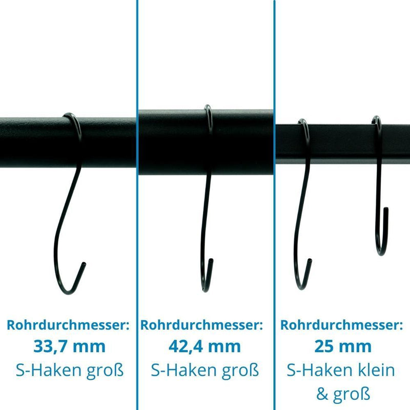 S-Haken in Schwarz groß (Set 5 Stück) | Beste Qualität von Rohr-verbinder.de