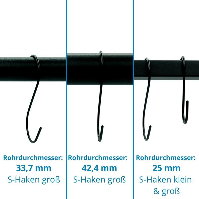 S-Haken in Schwarz (Set 5 Stück) | Beste Qualität von Rohr-verbinder.de