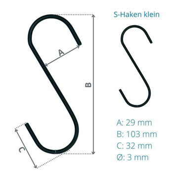 S-Haken in Schwarz (Set 5 Stück) | Beste Qualität von Rohr-verbinder.de
