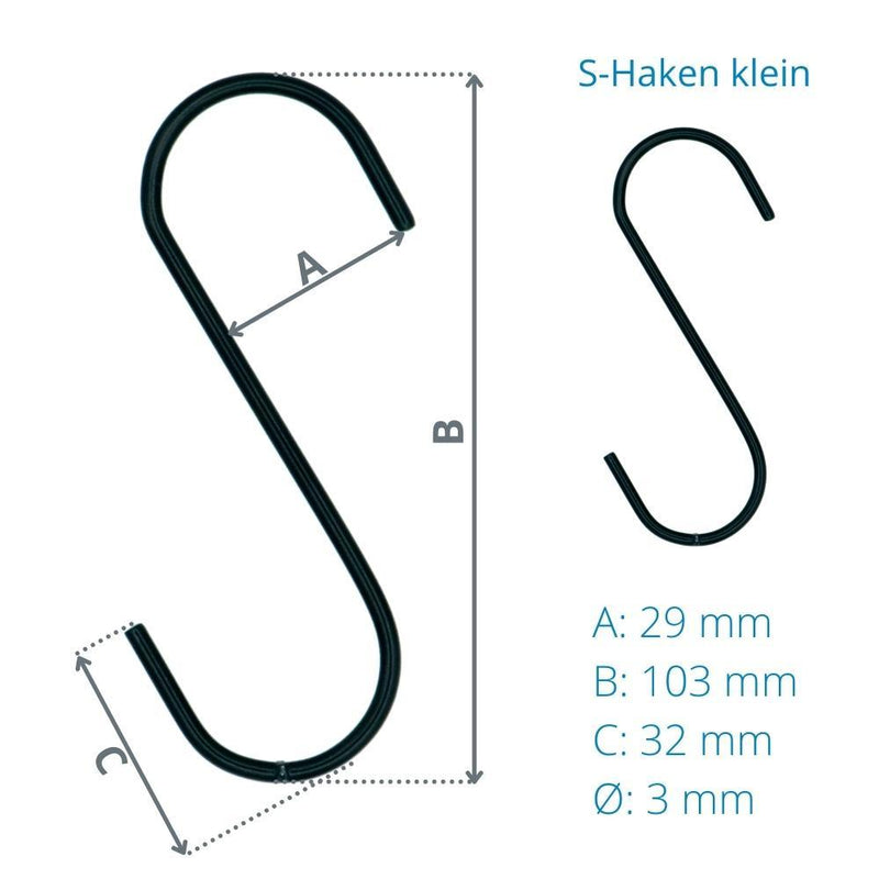 S-Haken in Schwarz (Set 5 Stück) | Beste Qualität von Rohr-verbinder.de