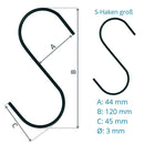 S-Haken in Schwarz klein (Set 5 Stück) | Beste Qualität von Rohr-verbinder.de