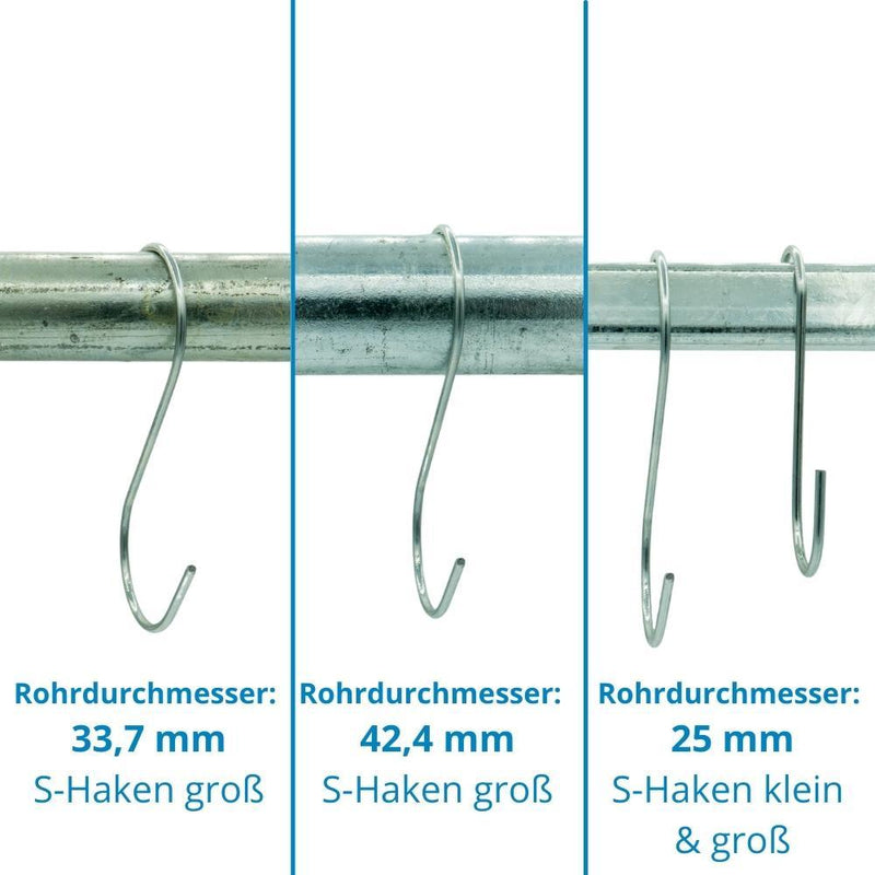 S-Haken in Silber groß (Set 8 Stück) | Beste Qualität von Rohr-verbinder.de