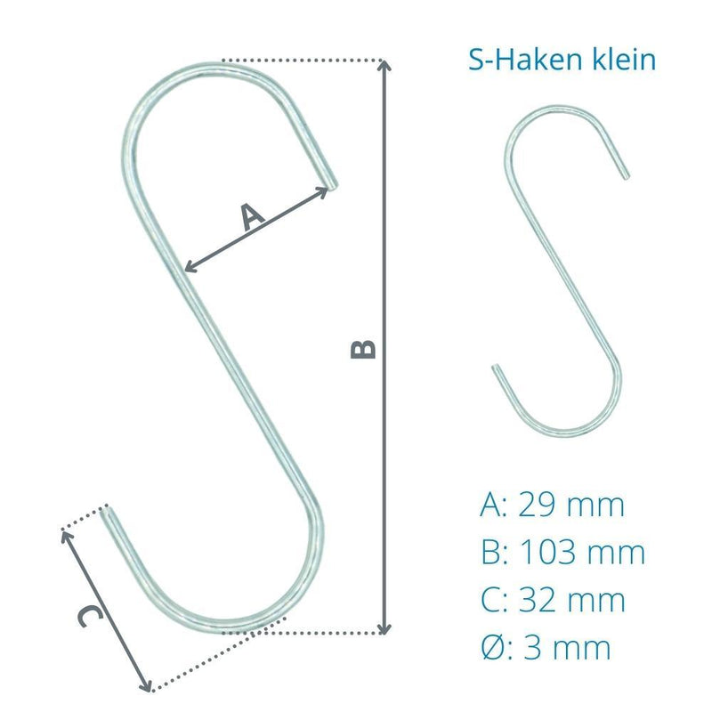 S-Haken in Silber (Set 8 Stück) | Beste Qualität von Rohr-verbinder.de