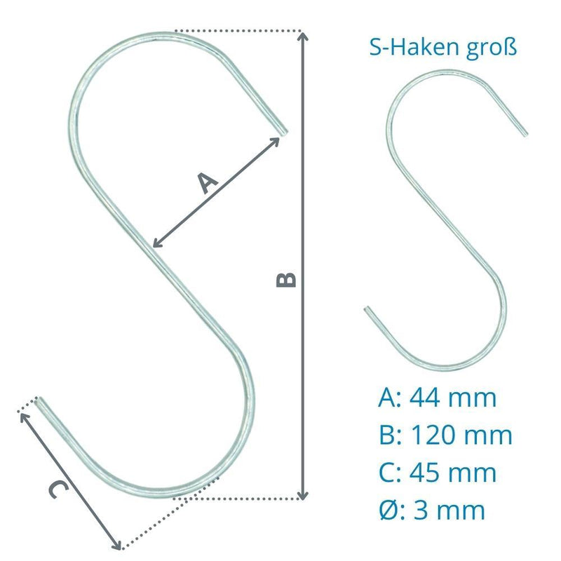 S-Haken in Silber (Set 8 Stück) | Beste Qualität von Rohr-verbinder.de