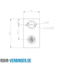 T-Stück kurz 25 mm quadratisch | technische Zeichnung Rohrverbinder | Schnelle Lieferung | Rohr-verbinder.de