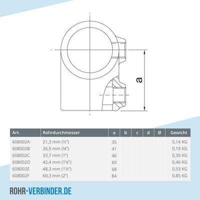 T-Stück kurz 42,4 mm | technische Zeichnung | Rohrverbinder | Schnelle Lieferung | Rohr-verbinder.de