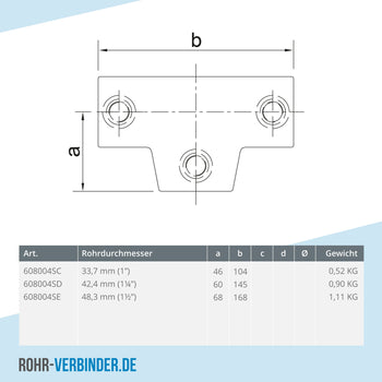 T-Stück lang ±11º 33,7 mm | technische Zeichnung | Rohrverbinder | Schnelle Lieferung | Rohr-verbinder.de