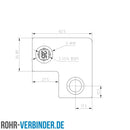 Bogen 90º 25 mm quadratisch | technische Zeichnung Rohrverbinder | Schnelle Lieferung | Rohr-verbinder.de