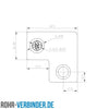 Bogen 90º schwarz 25 mm quadratisch | technische Zeichnung Rohrverbinder | Schnelle Lieferung | Rohr-verbinder.de