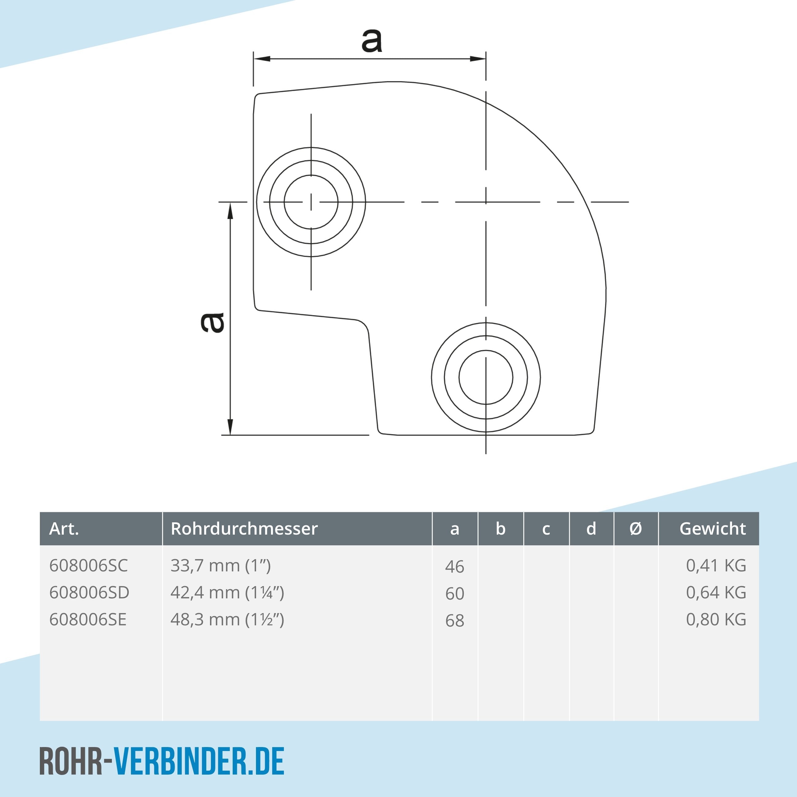 Bogen 90º ±11º 33,7 mm | technische Zeichnung | Rohrverbinder | Schnelle Lieferung | Rohr-verbinder.de
