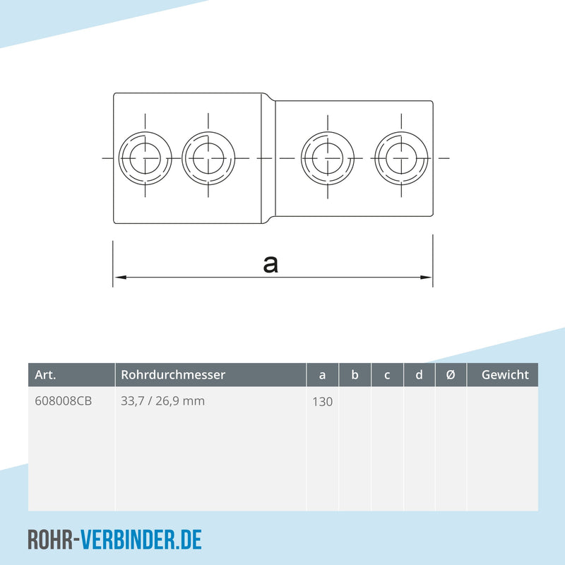 Verlängerungsstück Kombinationsmaß 33,7 mm - 26,9 mm | technische Zeichnung | Rohrverbinder | Schnelle Lieferung | Rohr-verbinder.de