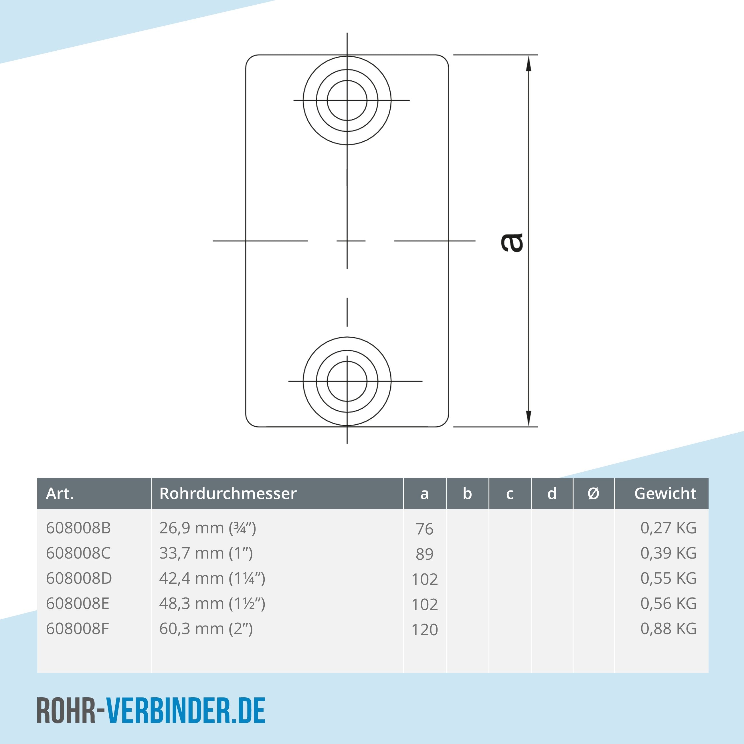 Verlängerungsstück 48,3 mm | technische Zeichnung | Rohrverbinder | Schnelle Lieferung | Rohr-verbinder.de