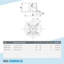 Fußplatte rund durchgehend 26,9 mm | technische Zeichnung | Rohrverbinder | Schnelle Lieferung | Rohr-verbinder.de