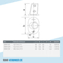 Fußplatte oval ±11º 48,3 mm | technische Zeichnung | Rohrverbinder | Schnelle Lieferung | Rohr-verbinder.de