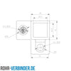 Dreiweg-Eckstück 90º 25 mm quadratisch | technische Zeichnung Rohrverbinder | Schnelle Lieferung | Rohr-verbinder.de