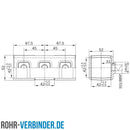 Kreuzstück in 1 Ebene 40 mm quadratisch | technische Zeichnung | Rohrverbinder | Schnelle Lieferung | Rohr-verbinder.de