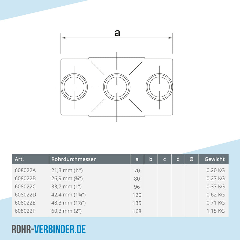 Kreuzstück in 1 Ebene 26,9 mm | technische Zeichnung | Rohrverbinder | Schnelle Lieferung | Rohr-verbinder.de