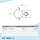 Kreuzstück 90º aufklappbar 33,7 mm | technische Zeichnung | Rohrverbinder | Schnelle Lieferung | Rohr-verbinder.de