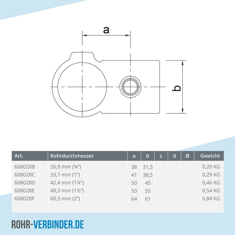 Kreuzstück 90º 33,7 mm | technische Zeichnung | Rohrverbinder | Schnelle Lieferung | Rohr-verbinder.de