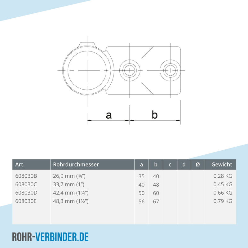 Kreuz-T-Stück kombiniert 26,9 mm | technische Zeichnung | Rohrverbinder | Schnelle Lieferung | Rohr-verbinder.de