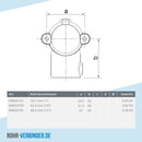 T-Stück offen aufklappbar 33,7 mm | technische Zeichnung | Rohrverbinder | Schnelle Lieferung | Rohr-verbinder.de