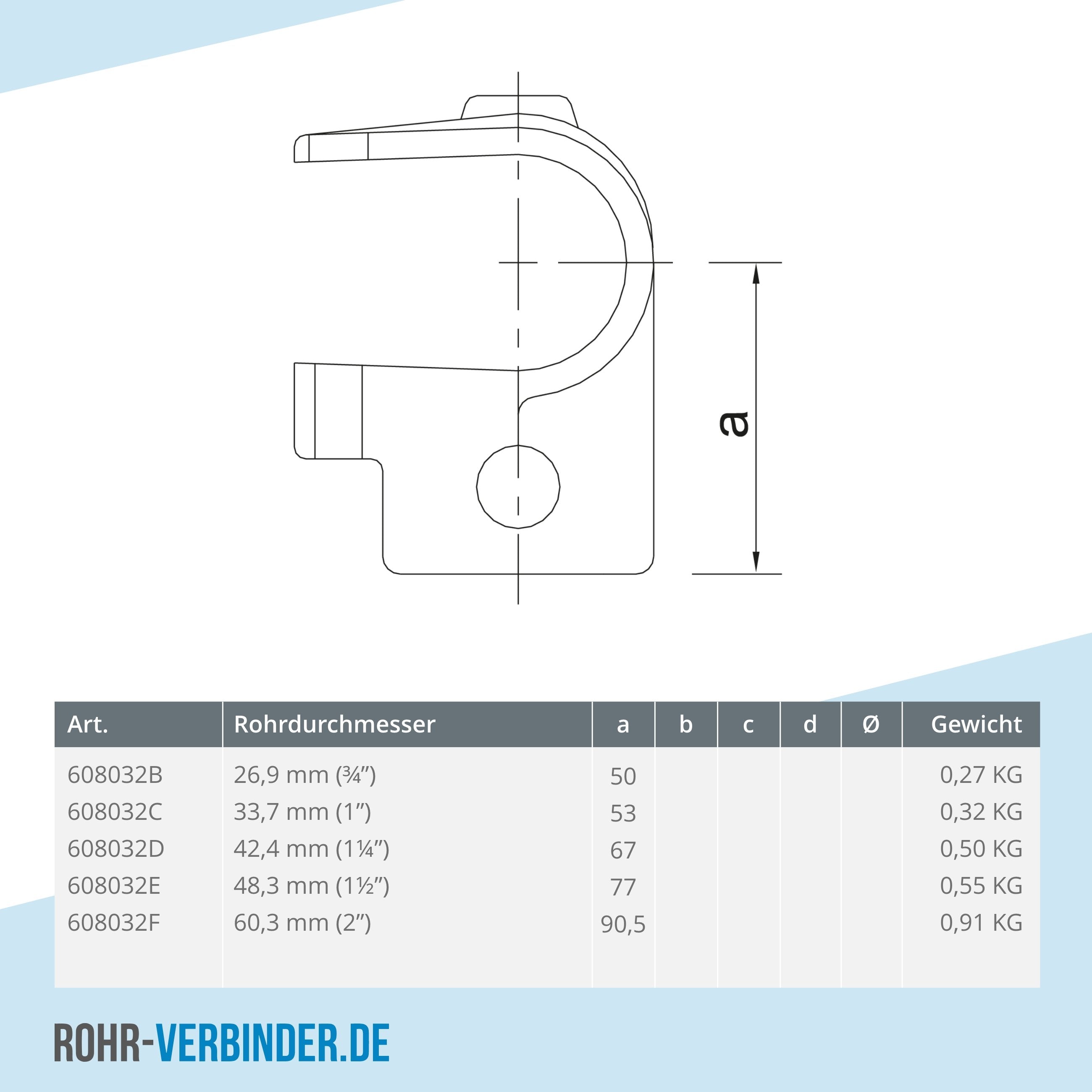 T-Stück offen 26,9 mm | technische Zeichnung | Rohrverbinder | Schnelle Lieferung | Rohr-verbinder.de