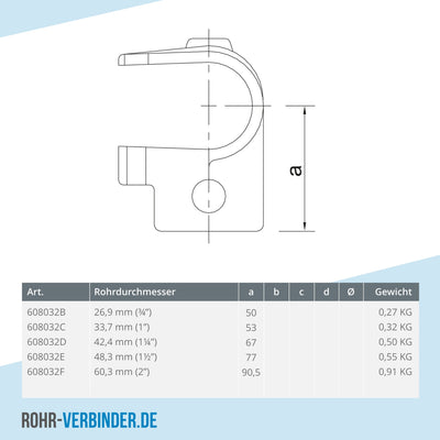 T-Stück offen 60,3 mm | technische Zeichnung | Rohrverbinder | Schnelle Lieferung | Rohr-verbinder.de