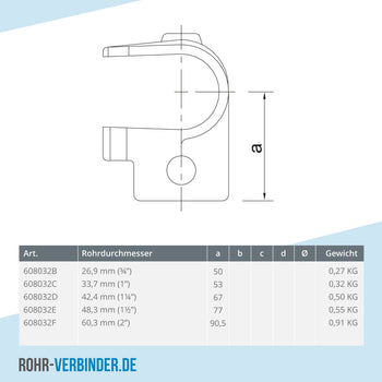 T-Stück offen 33,7 mm | technische Zeichnung | Rohrverbinder | Schnelle Lieferung | Rohr-verbinder.de