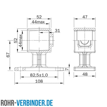 Handlaufhalterung schwarz 40 mm quadratisch