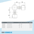 Gelenkstück 90º doppelt 26,9 mm | technische Zeichnung | Rohrverbinder | Schnelle Lieferung | Rohr-verbinder.de