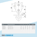 Wandhalter Dreieckflansch 42,4 mm | technische Zeichnung | Rohrverbinder | Schnelle Lieferung | Rohr-verbinder.de