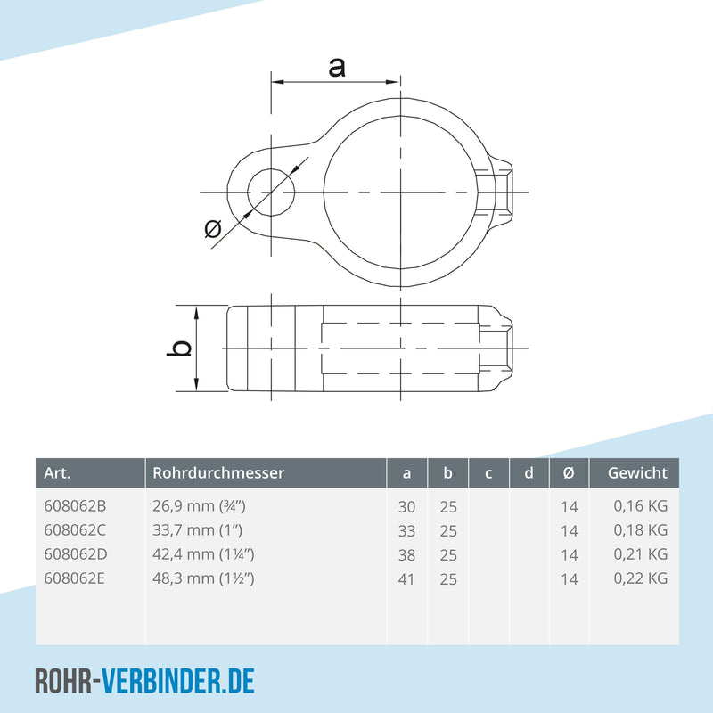 Stellringauge 48,3 mm | technische Zeichnung | Rohrverbinder | Schnelle Lieferung | Rohr-verbinder.de