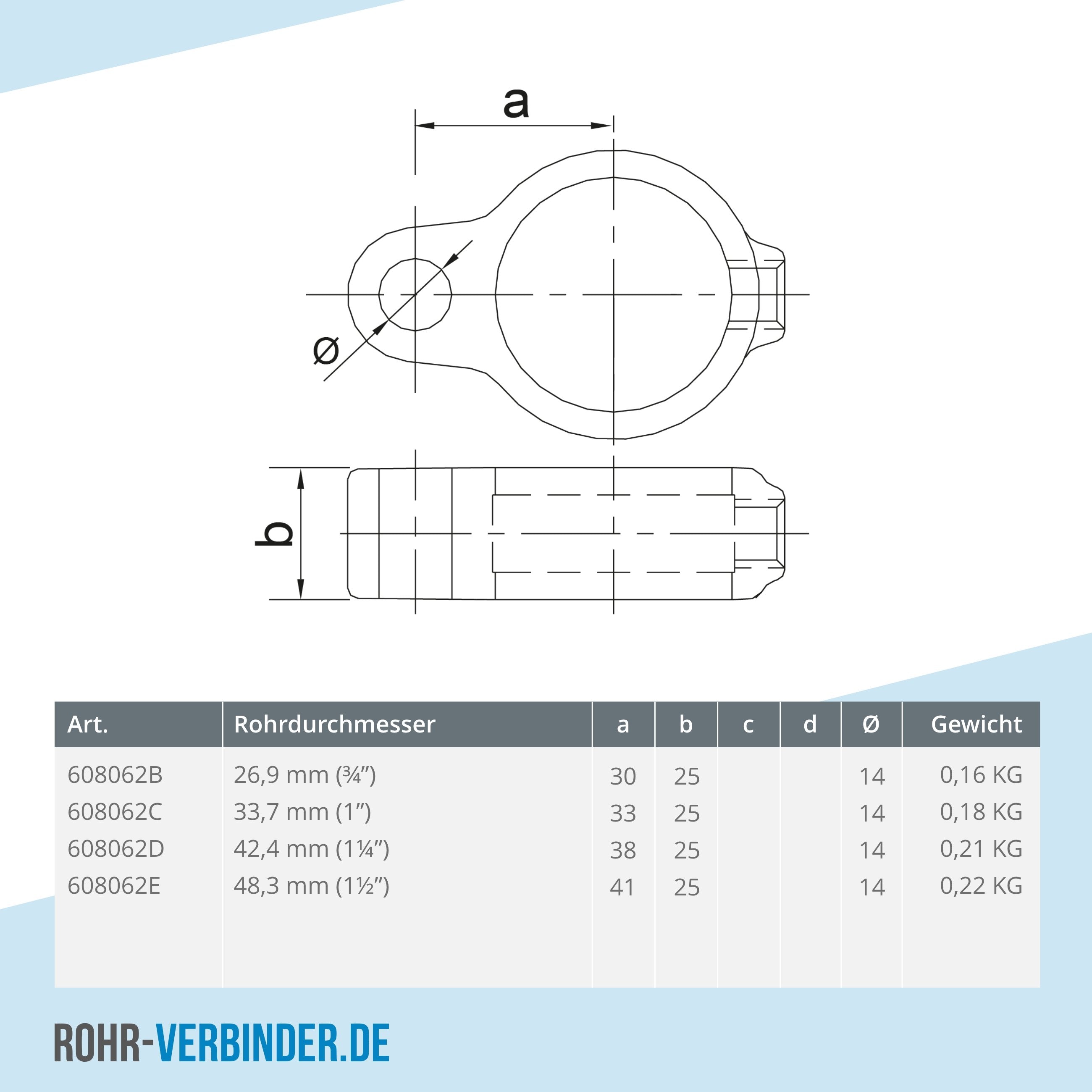 Stellringauge 42,4 mm | technische Zeichnung | Rohrverbinder | Schnelle Lieferung | Rohr-verbinder.de