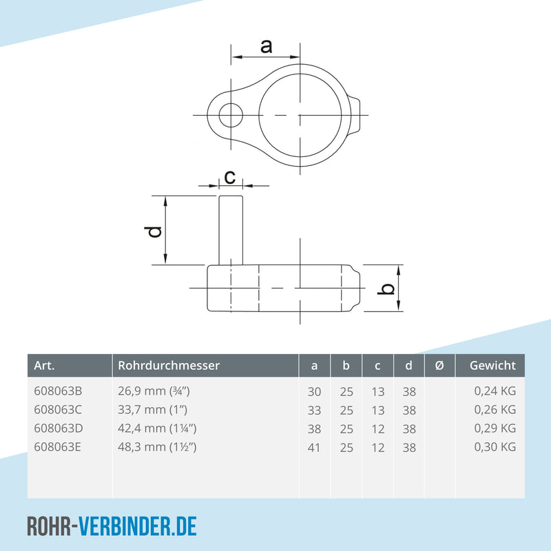 Stellringzapfen 26,9 mm | technische Zeichnung | Rohrverbinder | Schnelle Lieferung | Rohr-verbinder.de