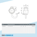 Kleiderhaken 21,3 mm | technische Zeichnung | Rohrverbinder | Schnelle Lieferung | Rohr-verbinder.de