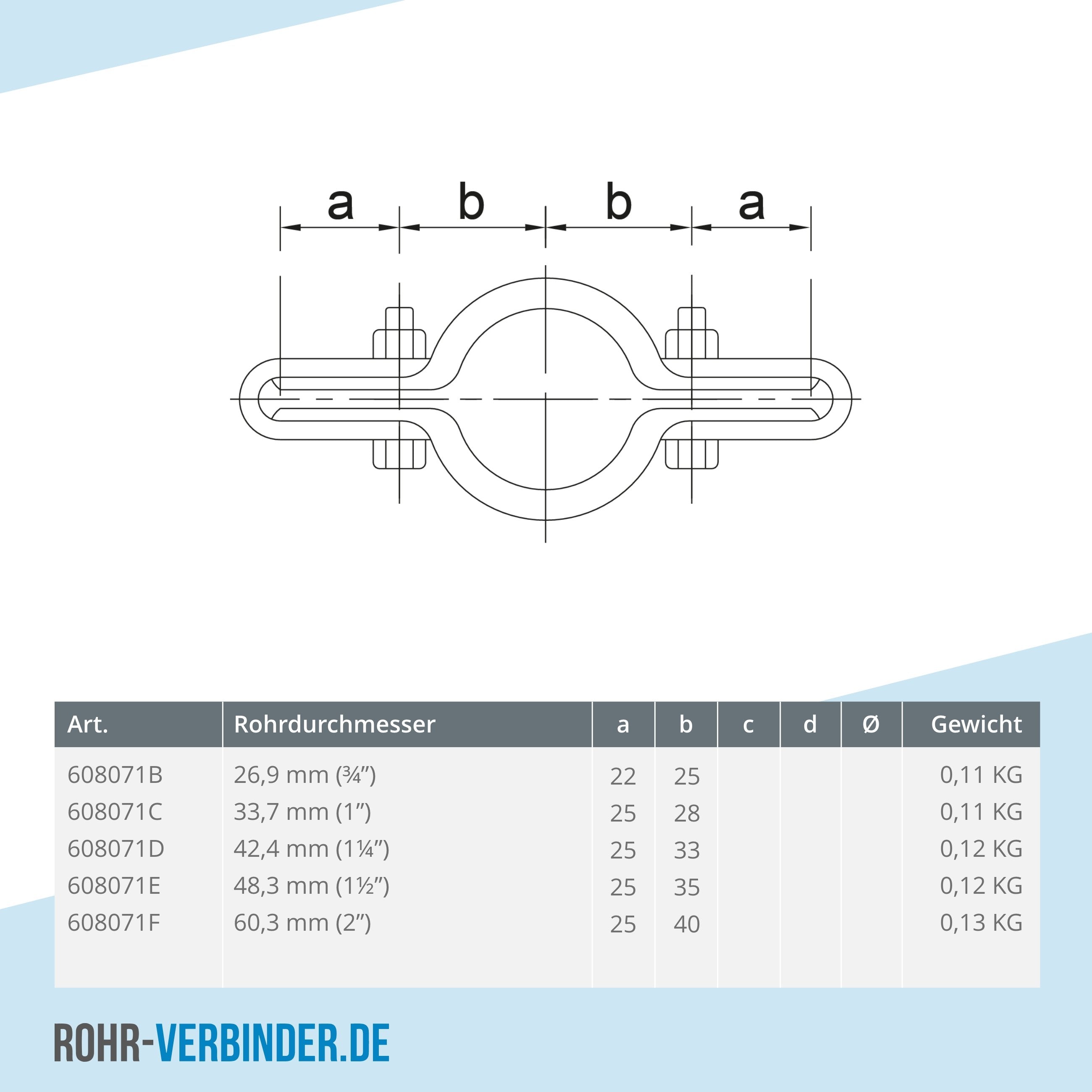 Gitterhalter doppelt 33,7 mm | technische Zeichnung | Rohrverbinder | Schnelle Lieferung | Rohr-verbinder.de