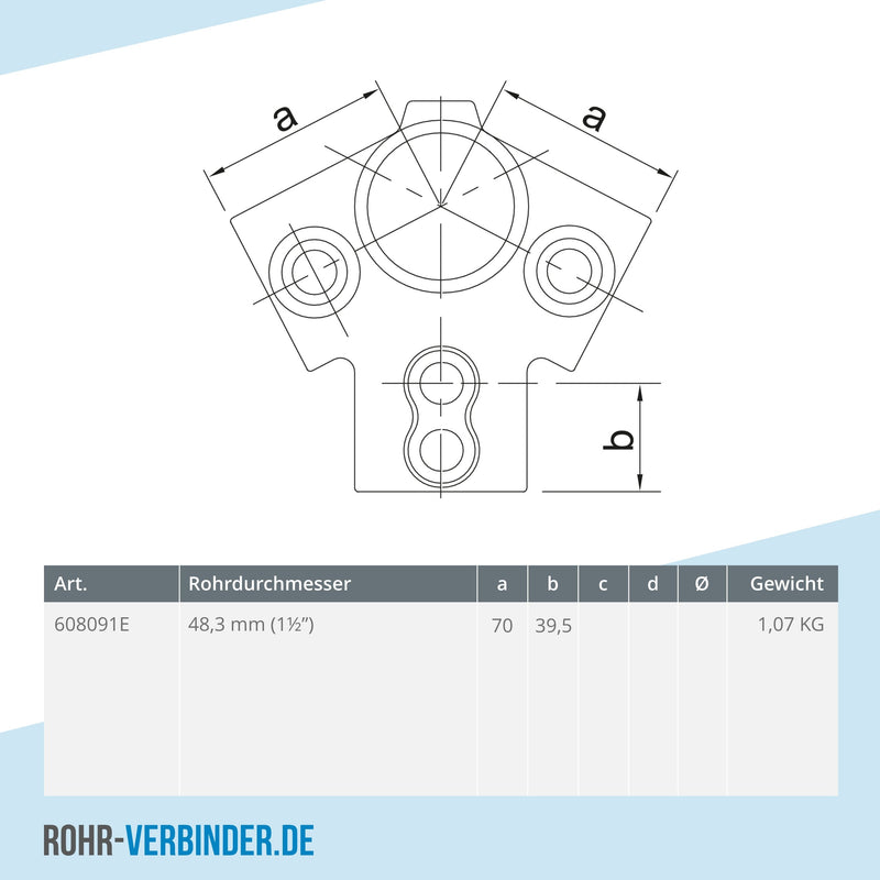 Firststück 48,3 mm | technische Zeichnung | Rohrverbinder | Schnelle Lieferung | Rohr-verbinder.de