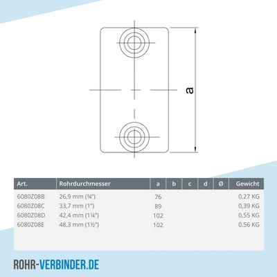 Verlängerungsstück schwarz 48,3 mm | technische Zeichnung | Rohrverbinder | Schnelle Lieferung | Rohr-verbinder.de