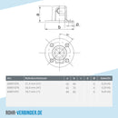 Fußplatte rund durchgehend schwarz 33,7 mm | technische Zeichnung | Rohrverbinder | Schnelle Lieferung | Rohr-verbinder.de