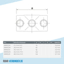 Kreuzstück in 1 Ebene schwarz 21,3 mm | technische Zeichnung | Rohrverbinder | Schnelle Lieferung | Rohr-verbinder.de