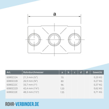 Kreuzstück in 1 Ebene schwarz 48,3 mm | technische Zeichnung | Rohrverbinder | Schnelle Lieferung | Rohr-verbinder.de