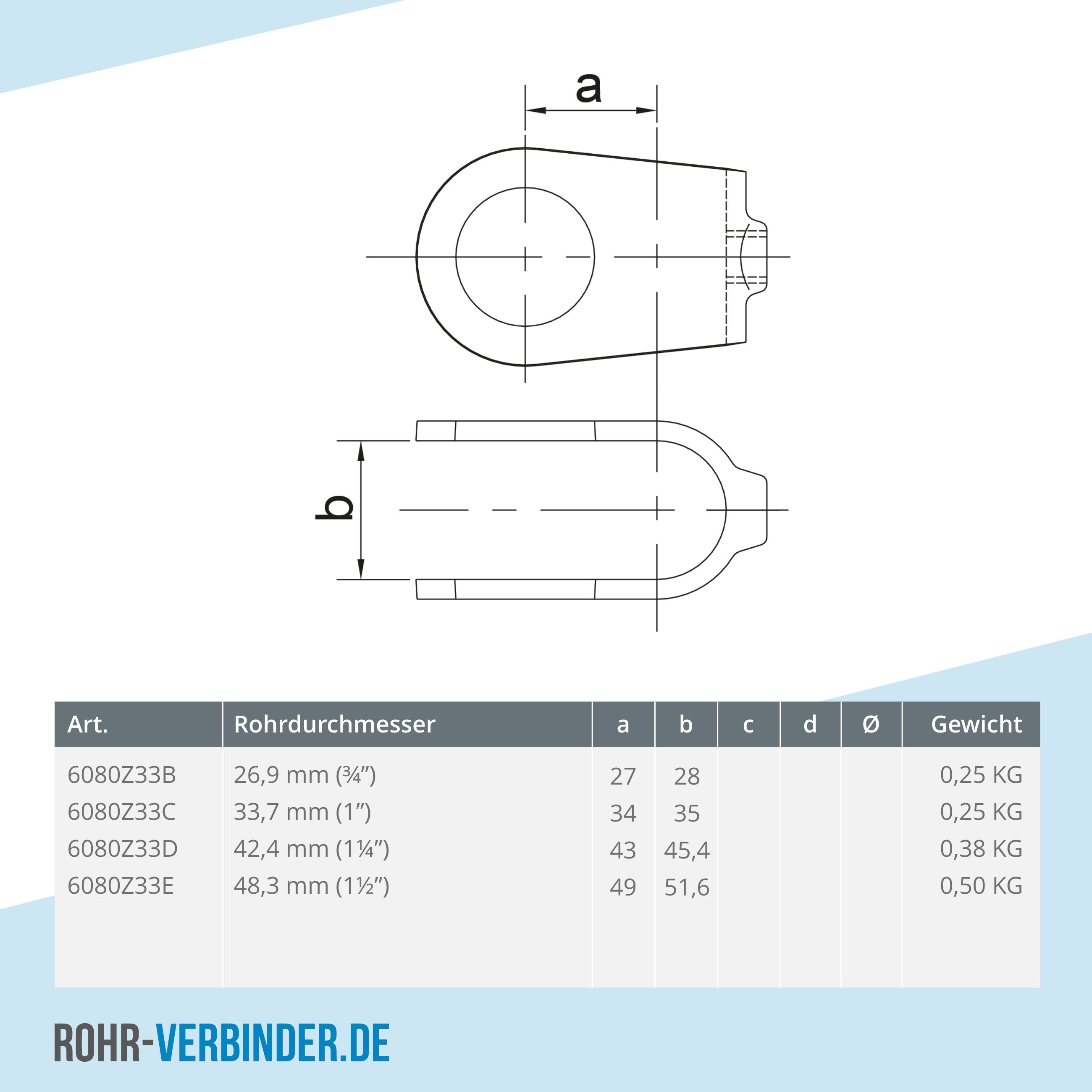 Kreuzstück offen schwarz 48,3 mm | technische Zeichnung | Rohrverbinder | Schnelle Lieferung | Rohr-verbinder.de