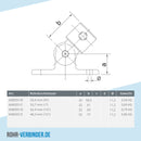 Gelenkfuß schwarz 26,9 mm | technische Zeichnung | Rohrverbinder | Schnelle Lieferung | Rohr-verbinder.de