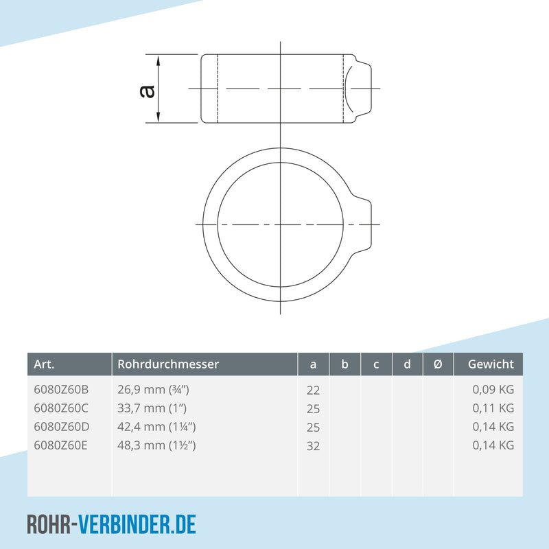 Stellring schwarz 26,9 mm | technische Zeichnung | Rohrverbinder | Schnelle Lieferung | Rohr-verbinder.de