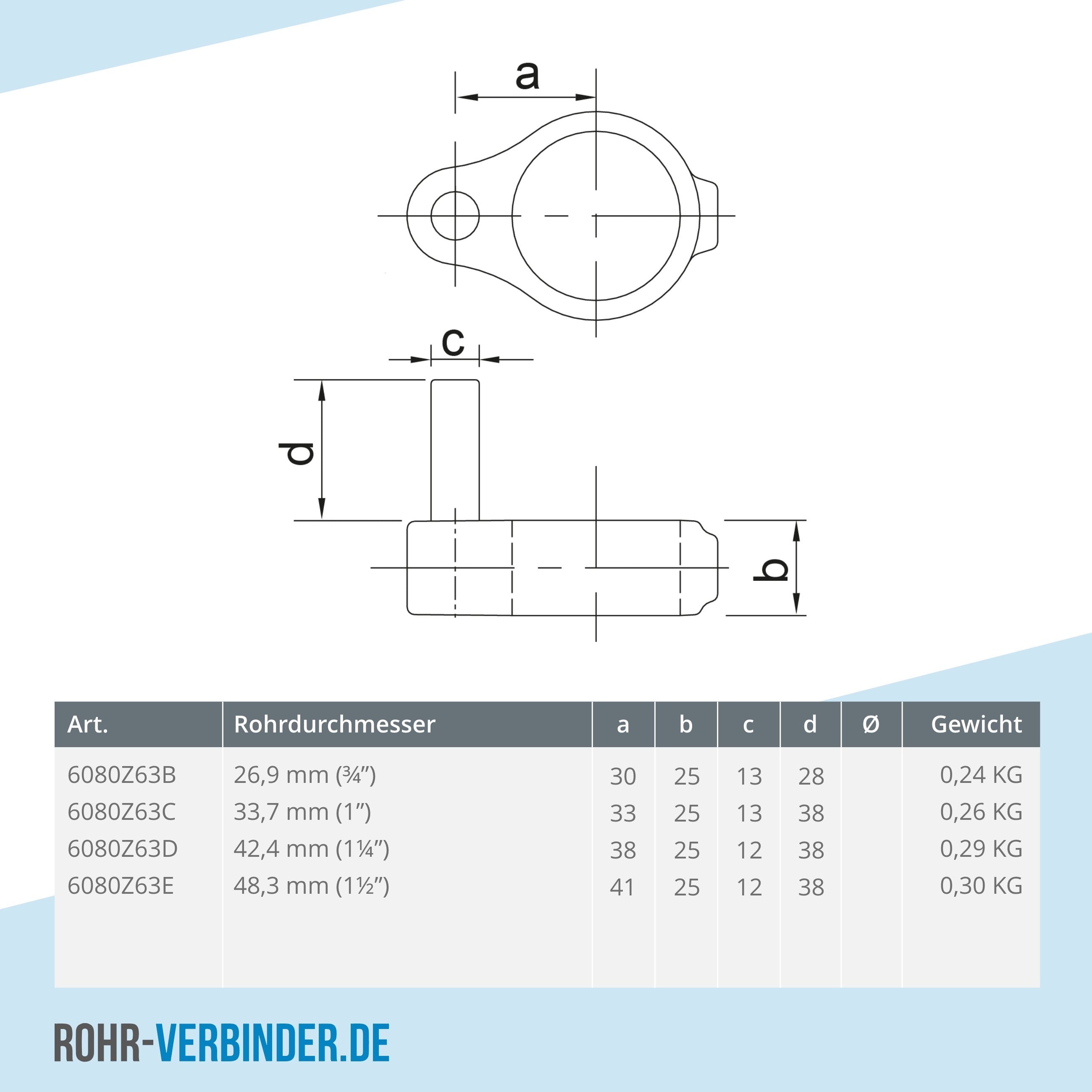 Stellringzapfen schwarz 48,3 mm | technische Zeichnung | Rohrverbinder | Schnelle Lieferung | Rohr-verbinder.de